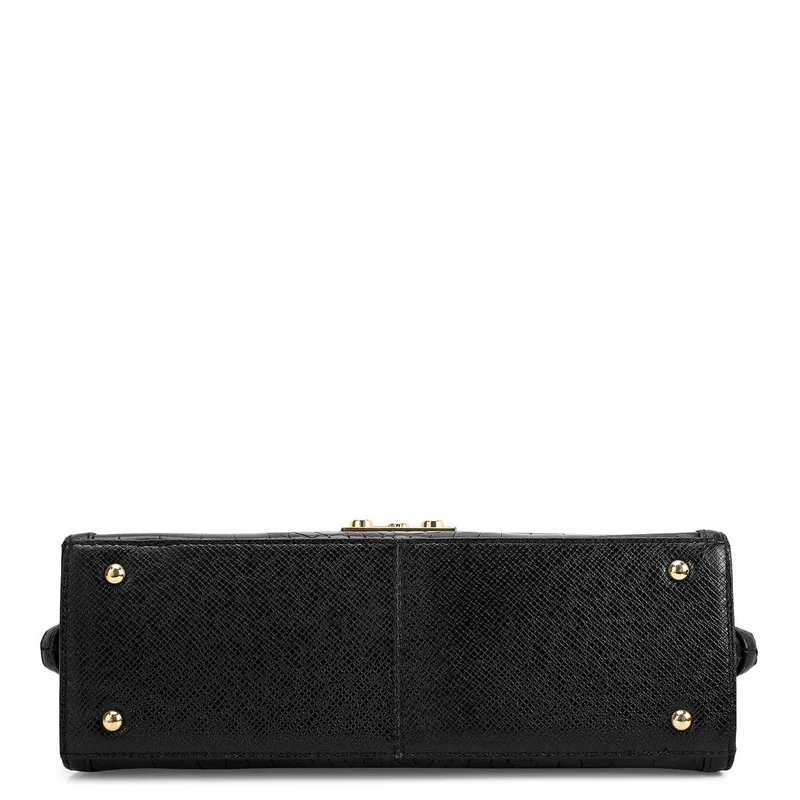 Da Milano Black Small Croco Leather Shoulder Bag - Black for Women | Best Price UAE